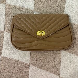 Tan Quilted Women's Bag with gold hardware